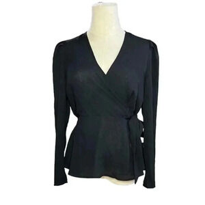 Sage the Label Black Wrap Blouse